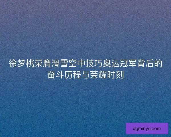 徐梦桃荣膺滑雪空中技巧奥运冠军背后的奋斗历程与荣耀时刻