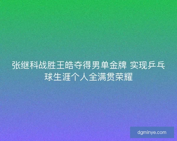 张继科战胜王皓夺得男单金牌 实现乒乓球生涯个人全满贯荣耀