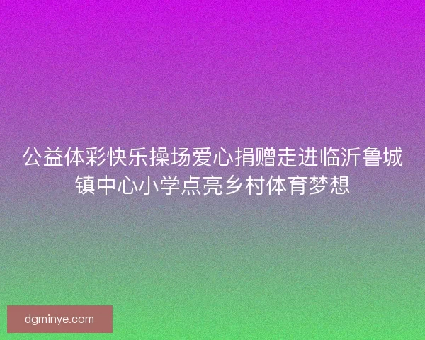 公益体彩快乐操场爱心捐赠走进临沂鲁城镇中心小学点亮乡村体育梦想
