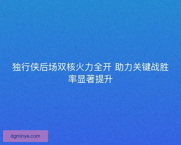 独行侠后场双核火力全开 助力关键战胜率显著提升