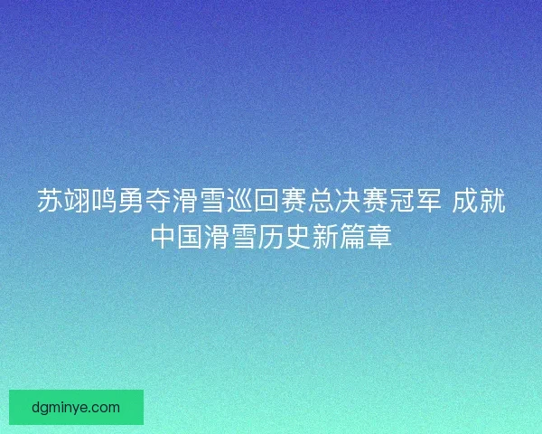 苏翊鸣勇夺滑雪巡回赛总决赛冠军 成就中国滑雪历史新篇章